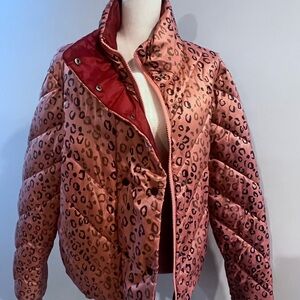 Scotch & Soda Pink and Burgundy Leopard Print Puffer Jacket